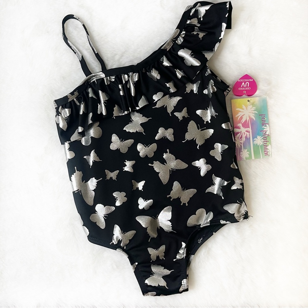 Pink Platinum Girl’s Off-Shoulder Swimsuit Size 6X